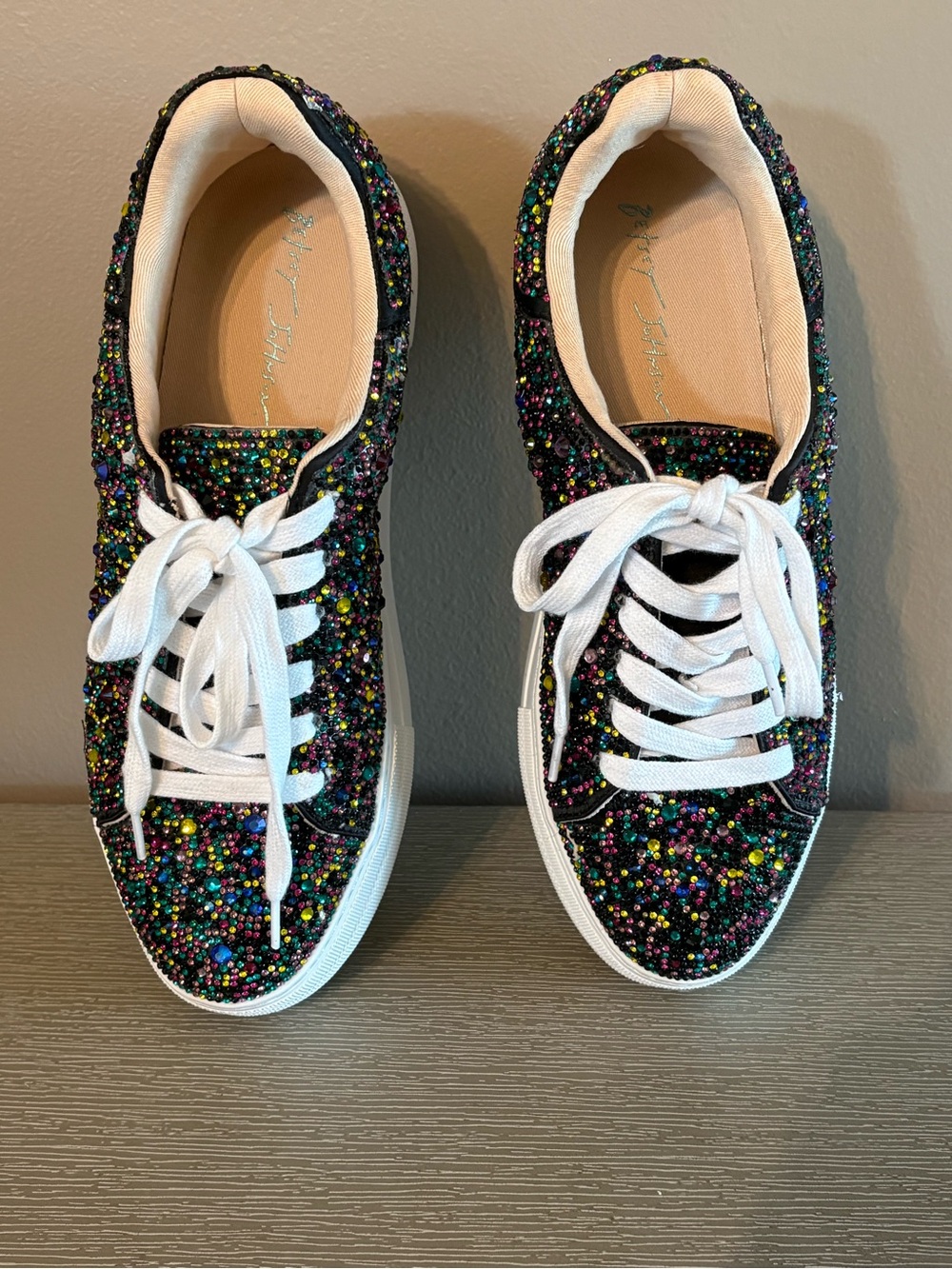 Blue by Betsey Johnson Sidny Multi Rhinestone Platform Sneakers Size 9 - Picture 4 of 11